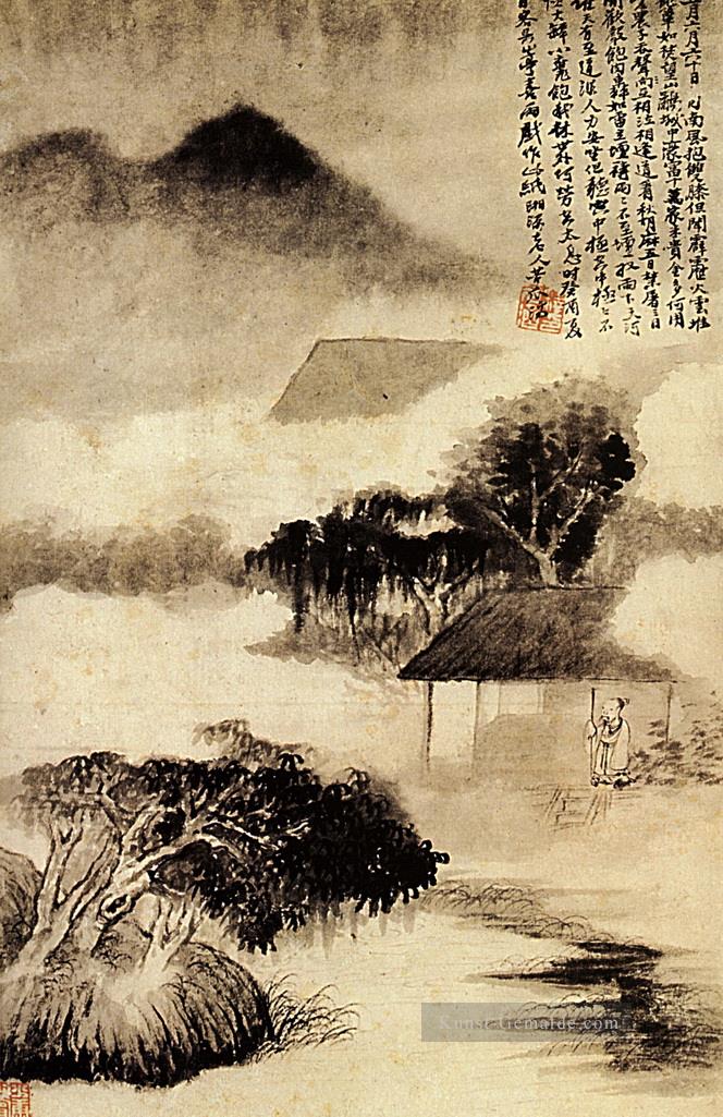 Shitao Sound of Thunder in der Ferne 1690 Chinesische Malerei Ölgemälde